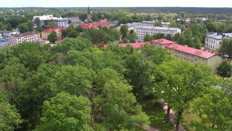 an aerial view of valmiera city, showcasing its blend of urban and natural elements