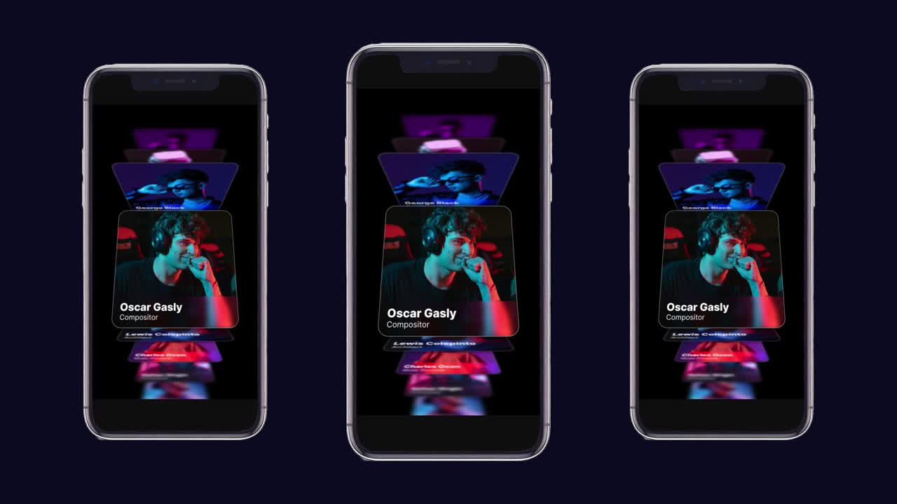 Carousel e slider verticali per social media su dispositivi mobili e layout di contenuti moderni