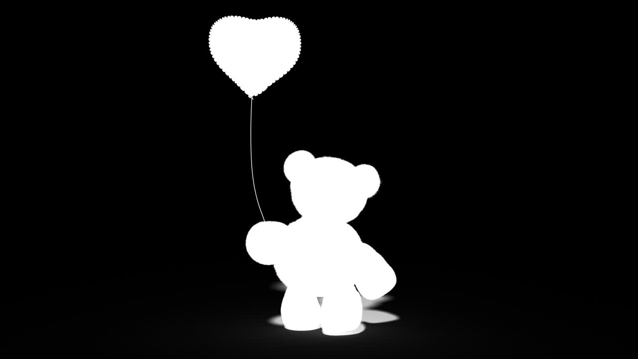 은 심장 모양의 풍선을 가진 테디 베어, 분홍색 스크린에서, 장난감 베어가 는 원활한 루프, 발렌타인 데이, 생일, 알파 채널의 애니메이션.