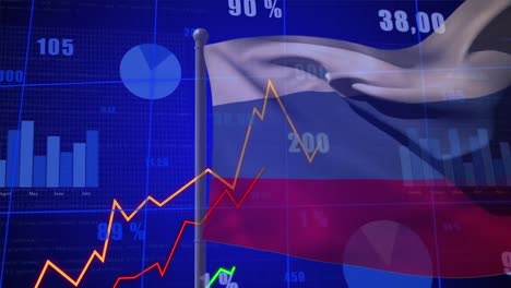 Animation-Der-Flagge-Russlands-über-Die-Datenverarbeitung