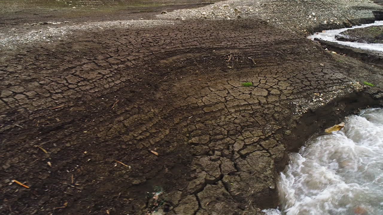 Dry Riverbed with Water Flow