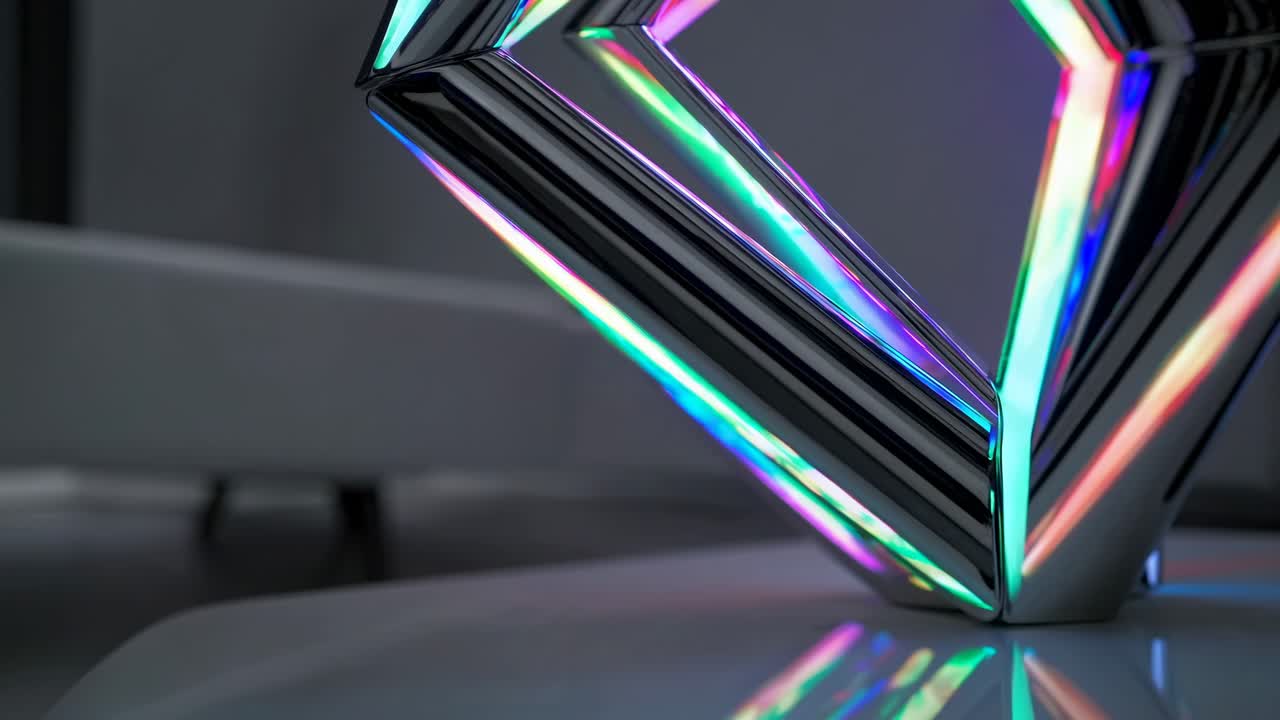 다채로운 led 조명과 함께 현대 기하학 램프