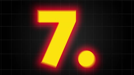 countdown timer 1 to 20 on dark black grid background glowing text