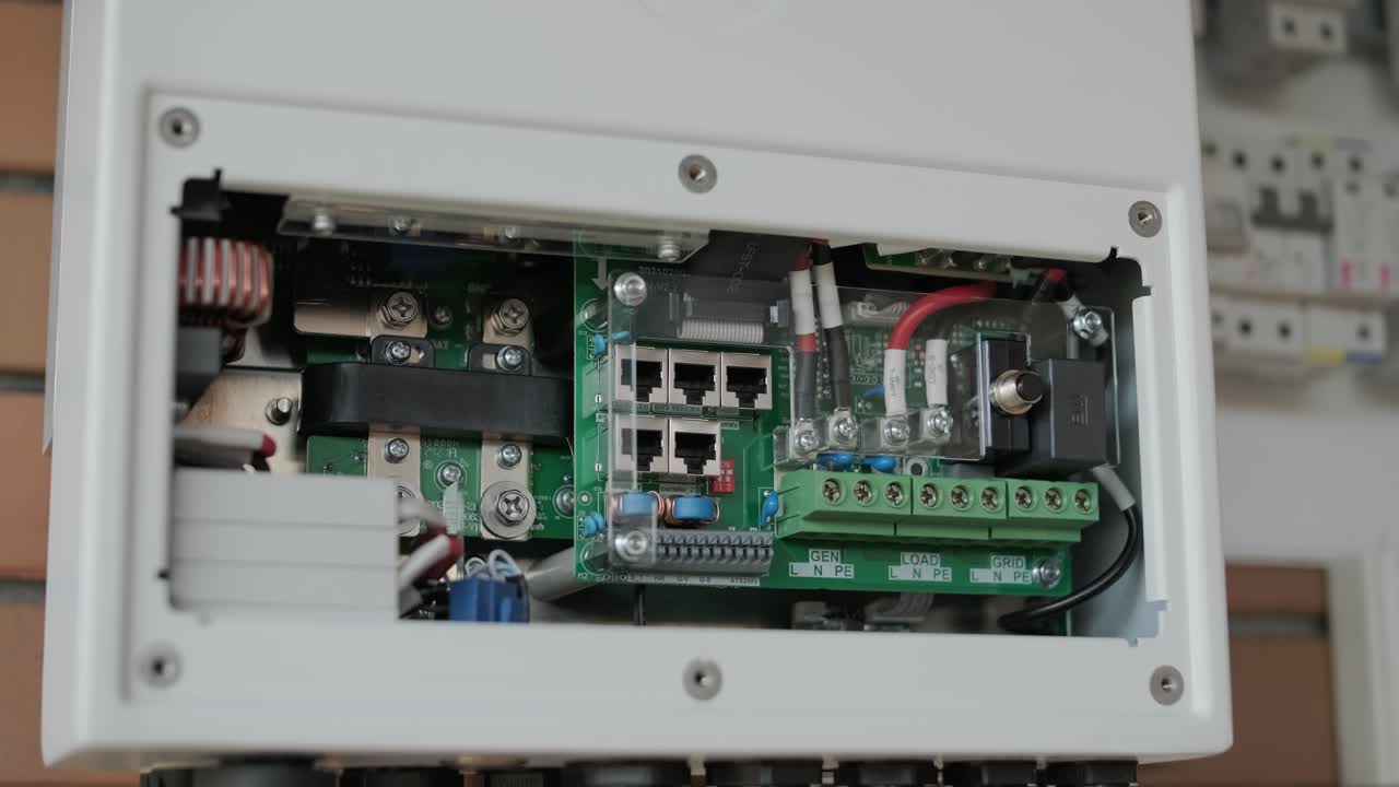 un electricista instalando un inversor en un hogar. la imagen muestra habilidad técnica, herramientas modernas y atención a la seguridad en el trabajo eléctrico