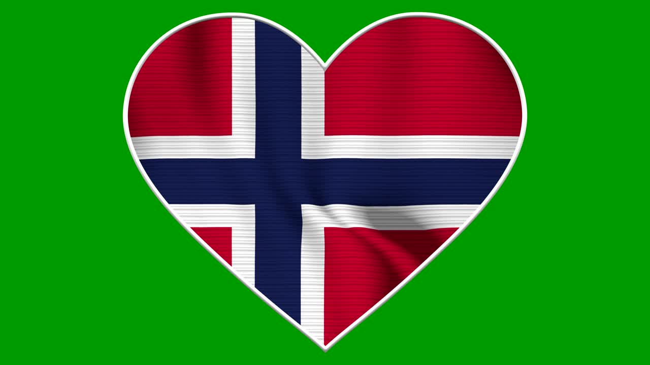 Norway Heart Love Flag Loop - Realistic 4K flag waving in the wind