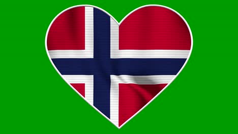 Norway Heart Love Flag Loop - Realistic 4K flag waving in the wind