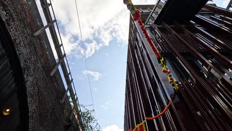 colorful decorations between buildings in camden town