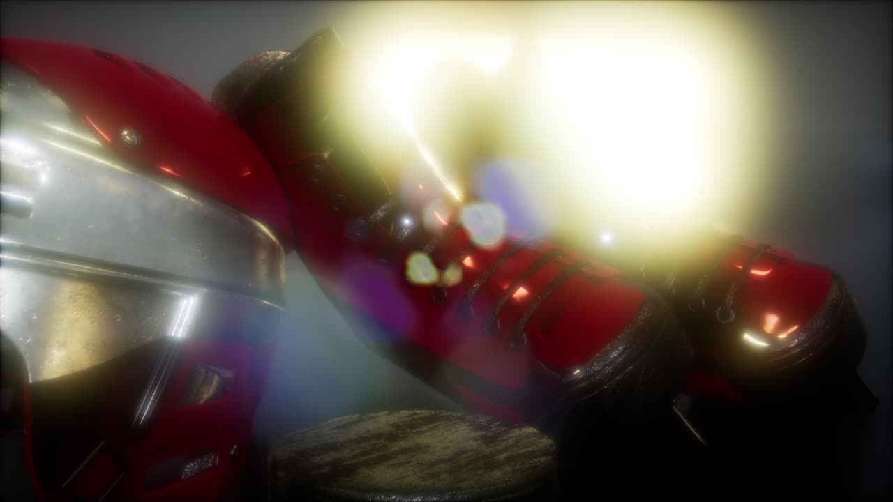 equipo de hockey en la oscuridad