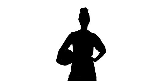 animation of silhouette of soccer player on white background