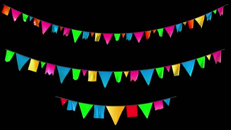 birthday party garland set with alpha channel mask in 4k