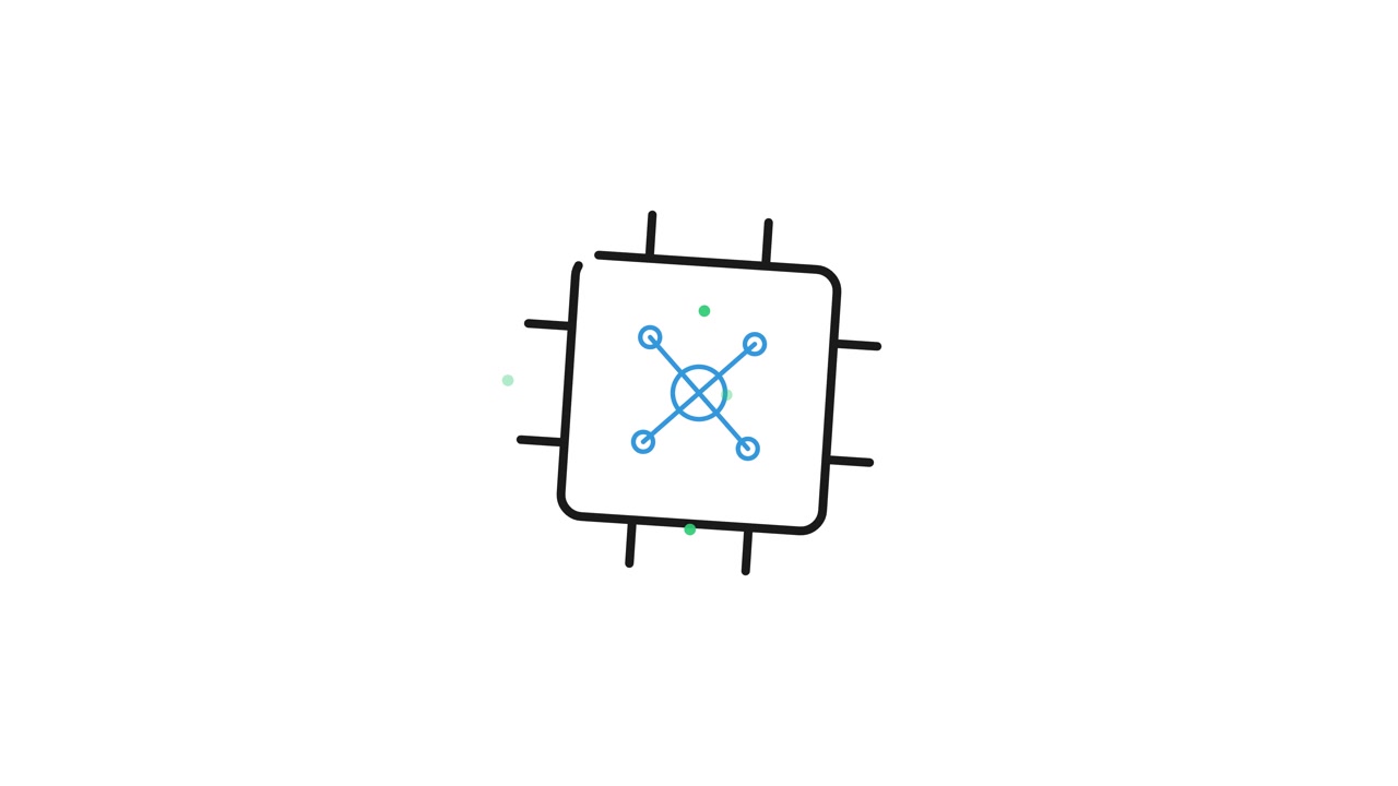 Animated Microchip Icon Drawing on White Background