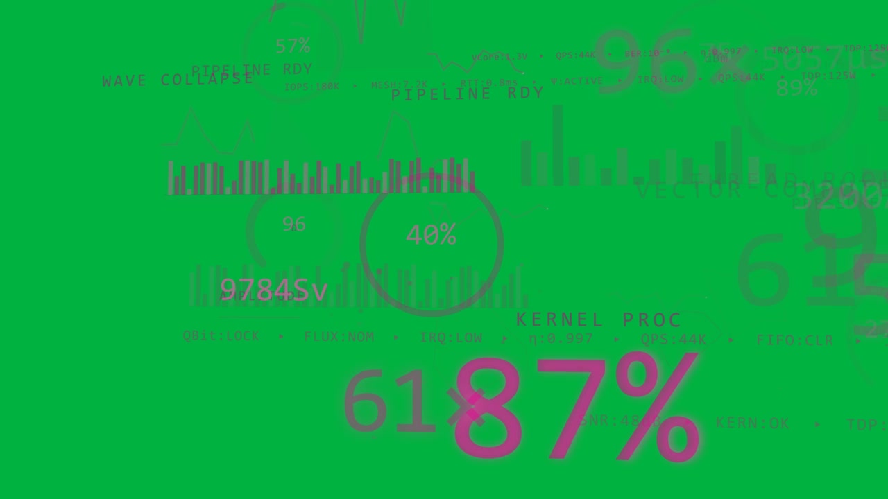 Indgående strøm starter med magenta HUD, der glider til venstre, voksende målere viser status på gennemsigtig baggrund.