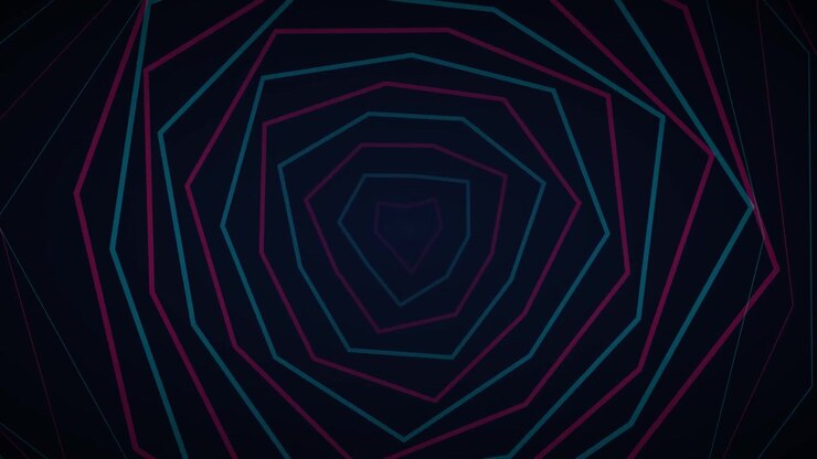 Animação de Túnel Geométrico Abstrato com Linhas de Néon Pulsantes