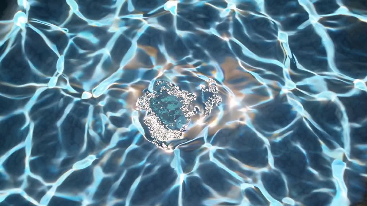 Aerial view of shimmering water surface with sunlight reflections, creating a mesmerizing abstract