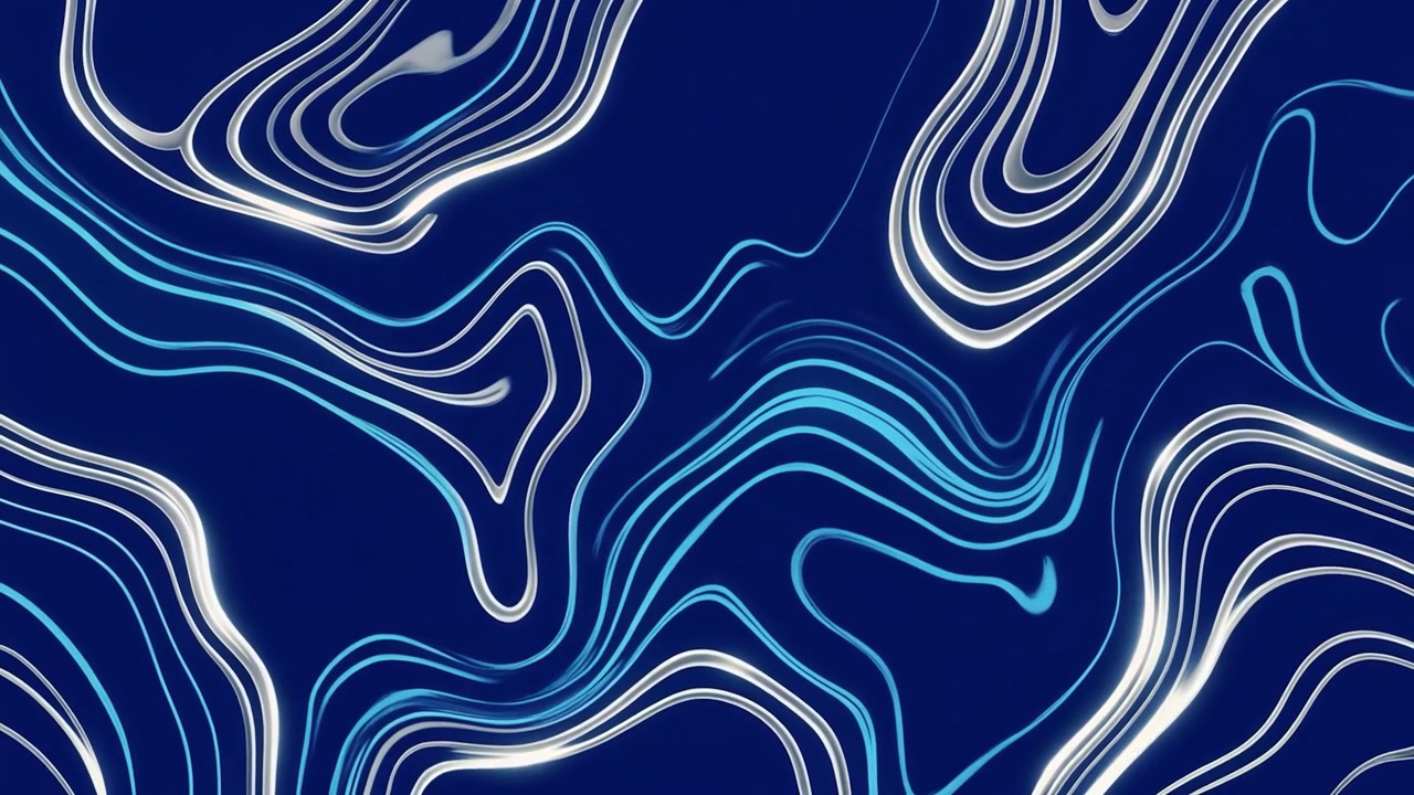 流れるような青と白の等高線が描かれた抽象的なモーション背景