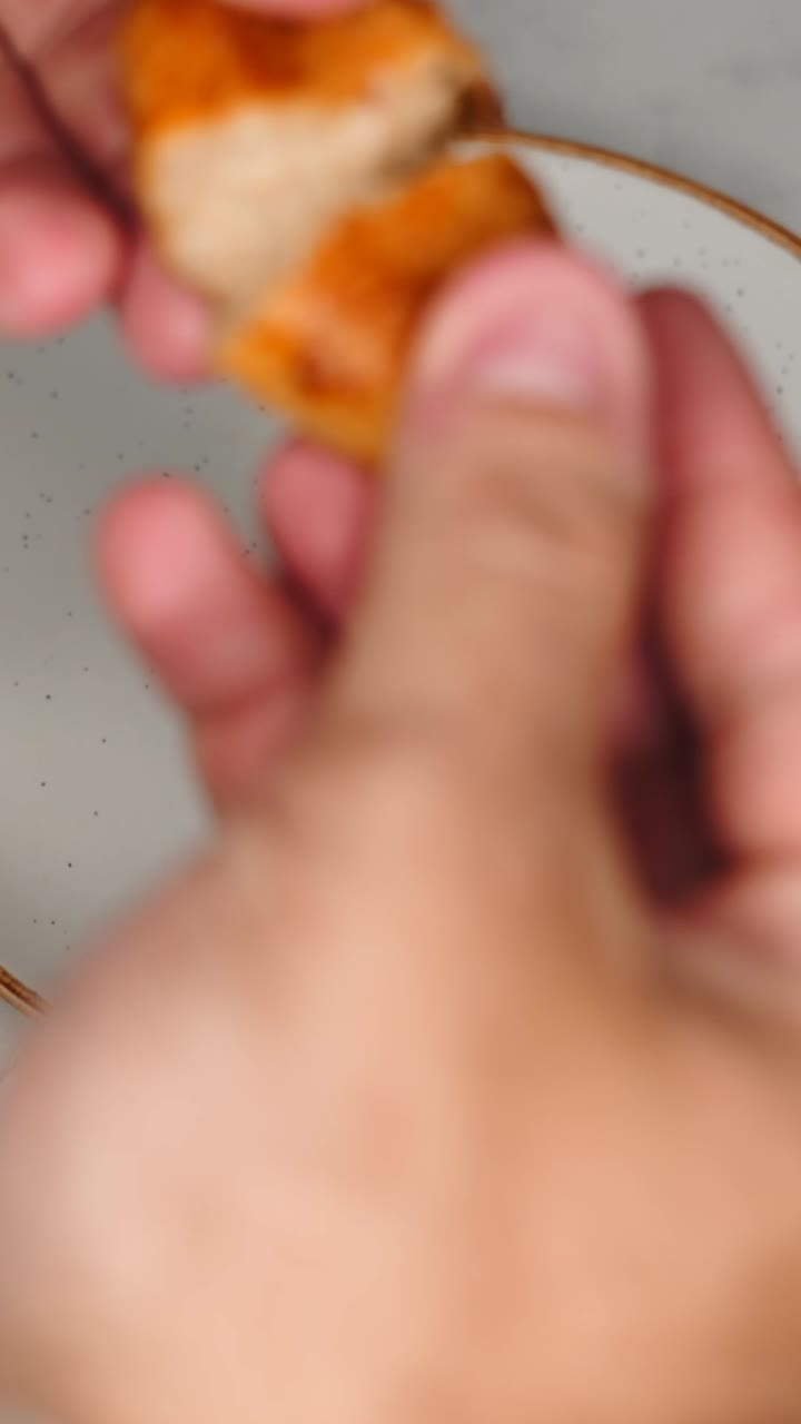 Croquette being cut open