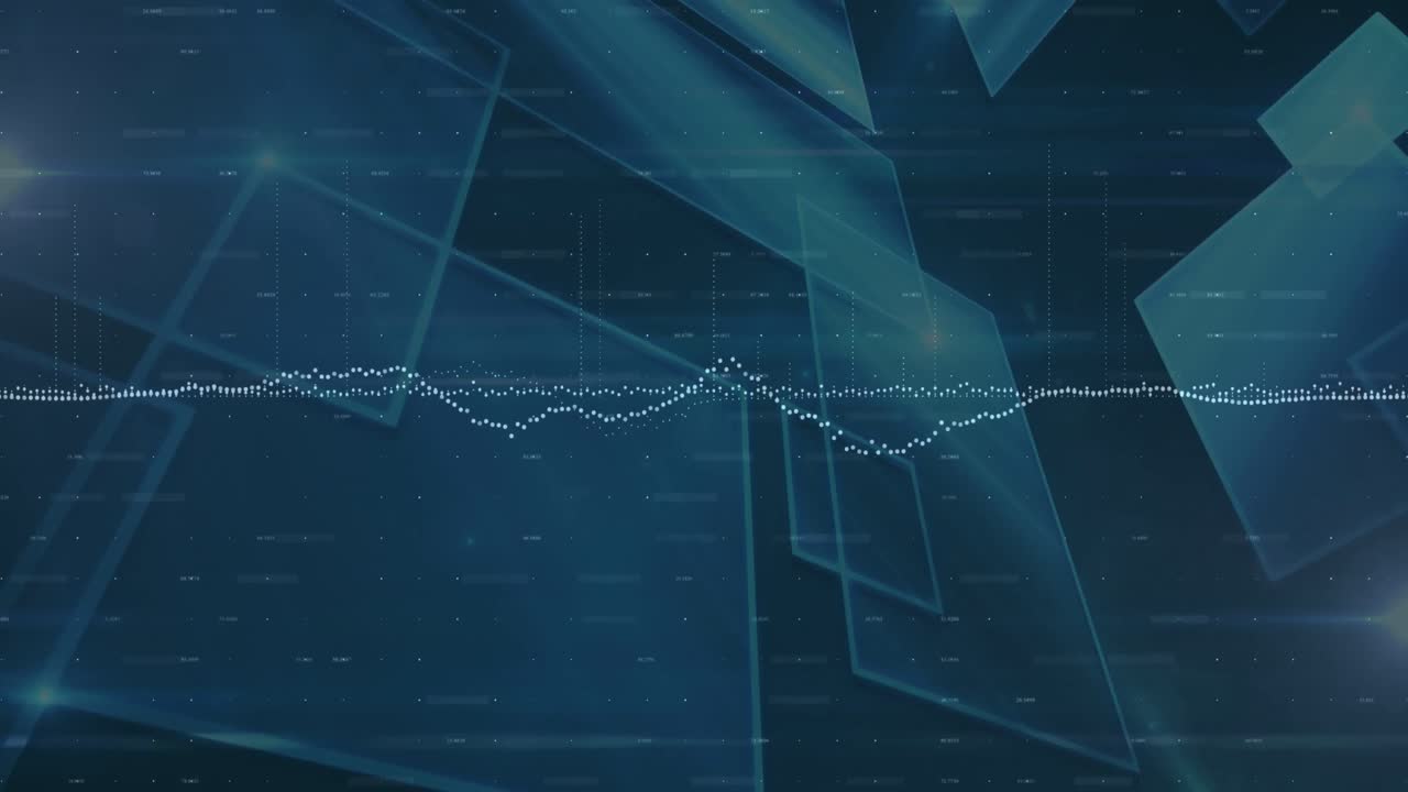 Animation of statistics and data processing on black background