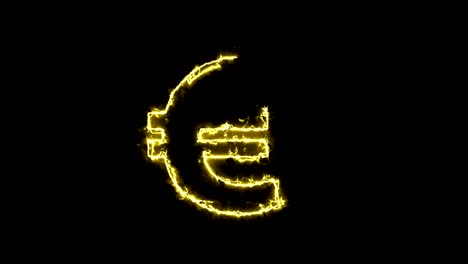 euro sign, silhouette in glowing energy aura. two color solutions