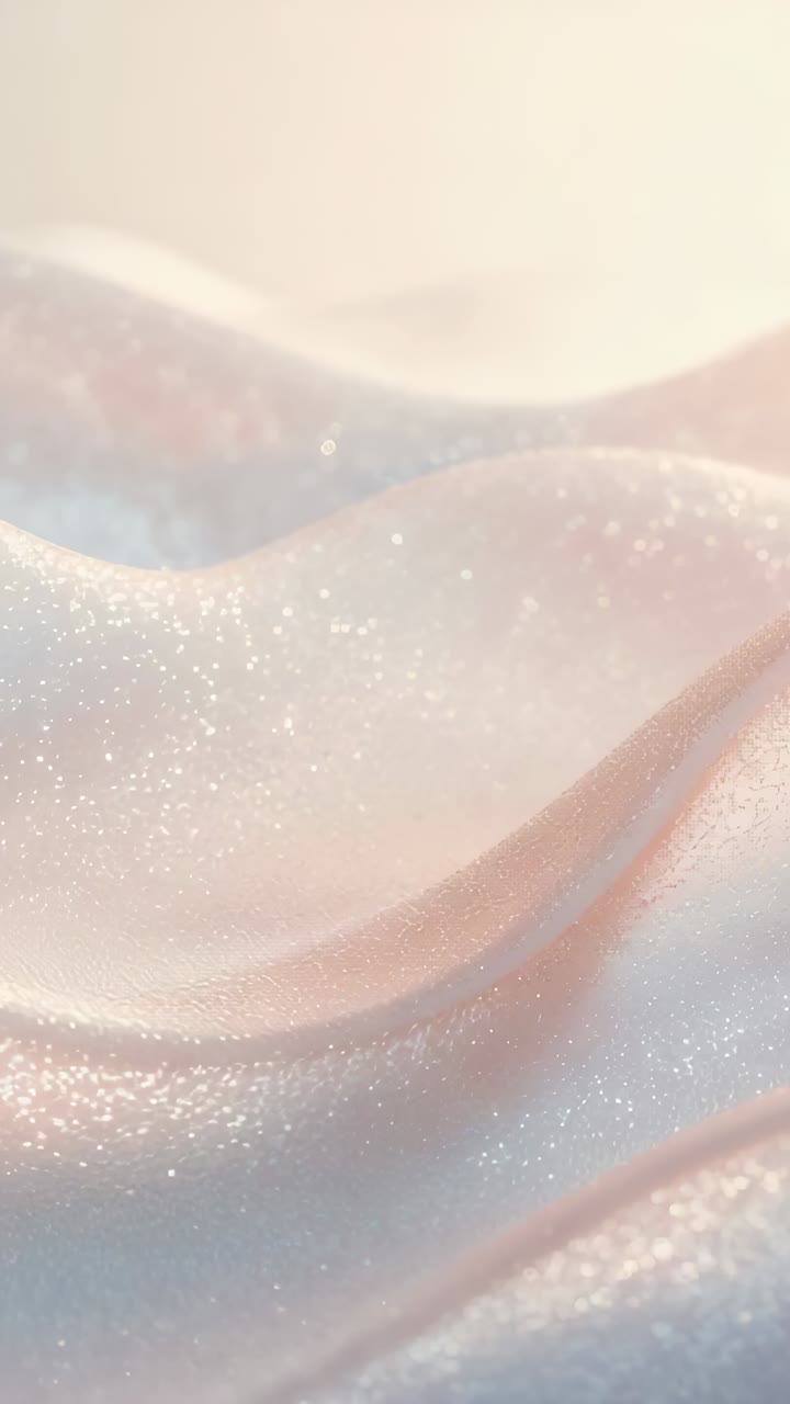 Vertical video: Moving camera revealing rippling pearly surface under warm light to show texture