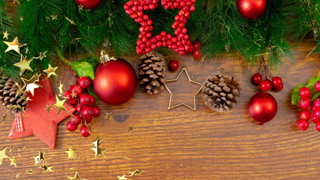 animación de estrellas caídas sobre la decoración de navidad