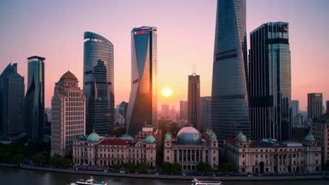shanghai skyline at sunset