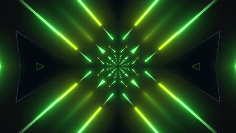 túnel verde y amarillo de neón