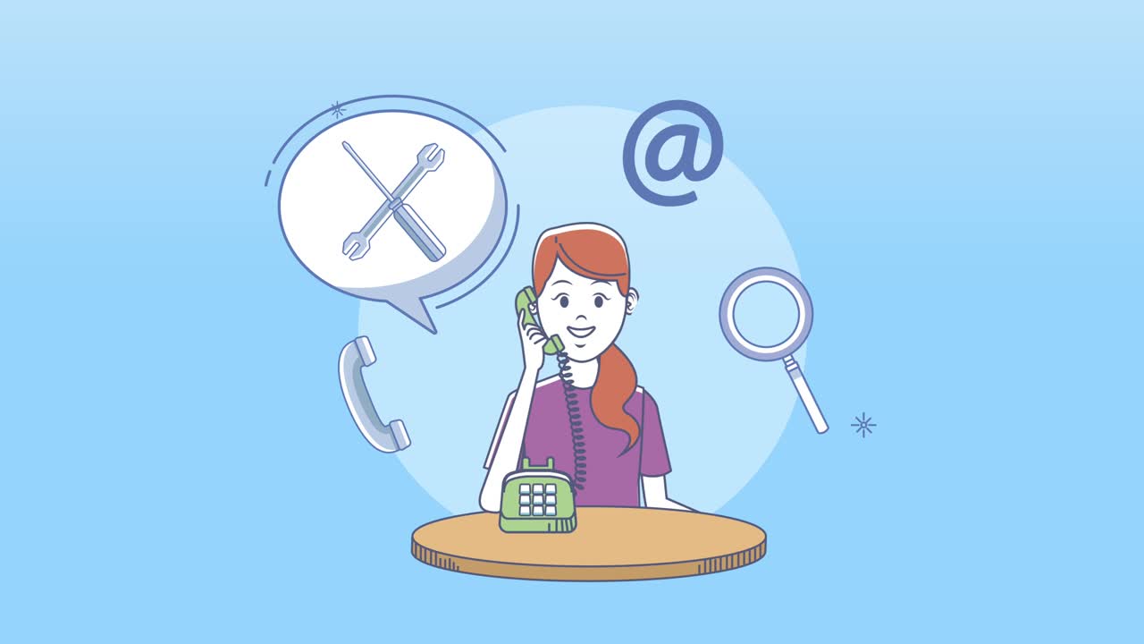 servicio al cliente. una mujer joven llama.