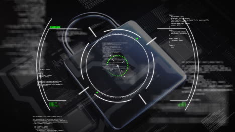 Animación-Del-Procesamiento-De-Datos-Sobre-El-Candado-De-Seguridad-En-Línea