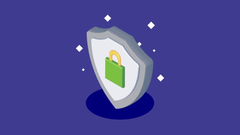 padlock in shield guard animation