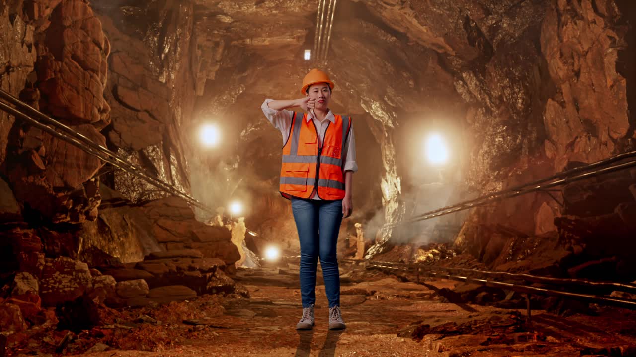 Woman Miner in a Tunnel