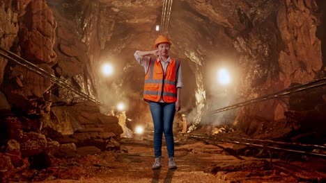 woman miner in a tunnel