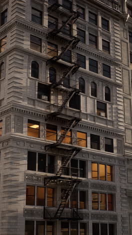 a tall building with a fire escape in new york city