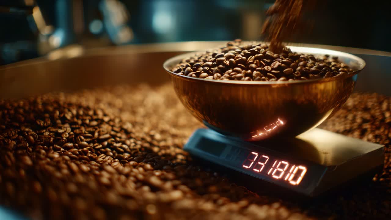 Medindo grãos de café: um olhar atento sobre a precisão e o cuidado ao pesar café recém-torrado para a experiência de preparo perfeita