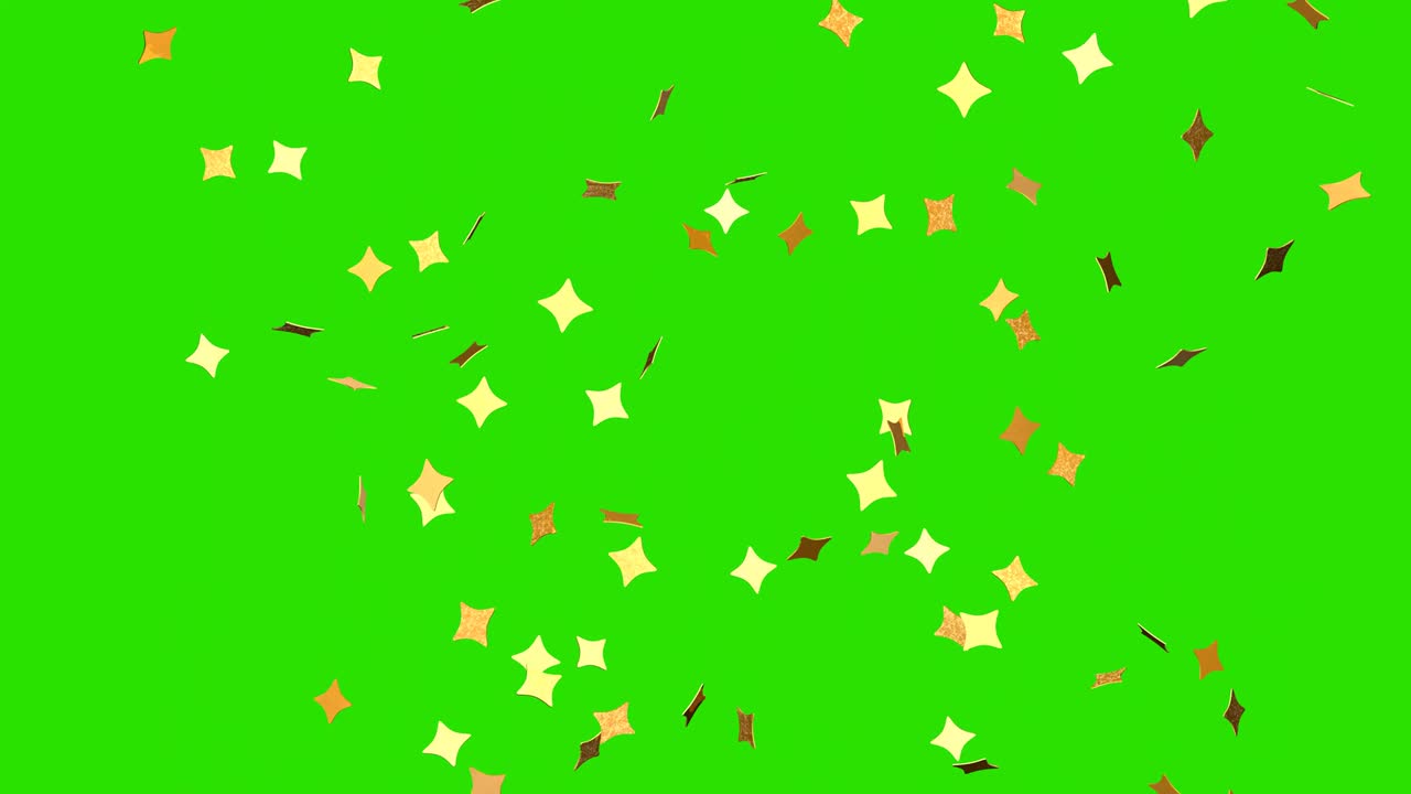 Stelle dorate in caduta su sfondo chroma key