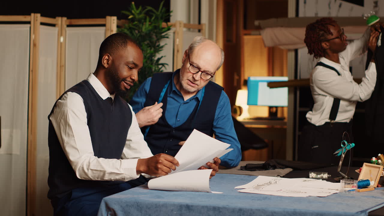 Experienced tailor taking measurements