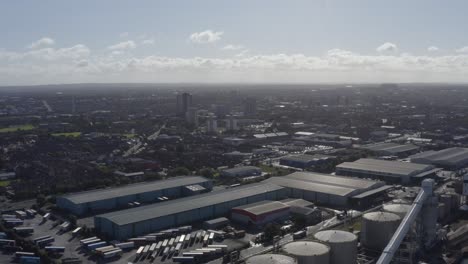 drone shot approaching buildings in liverpool city centre