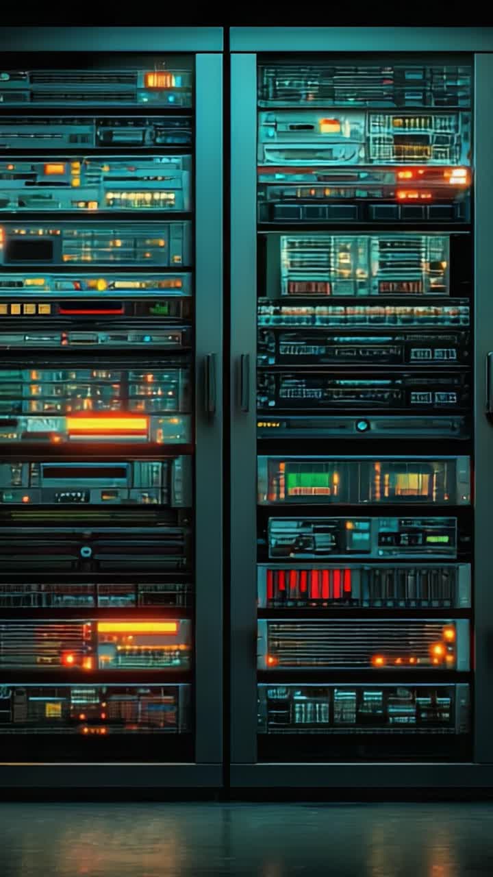 A Visual Exploration of a High-Tech Data Center Featuring Intricate Server Racks with Dynamic Lights and Indicators, Showcasing Modern Data Management Technologies