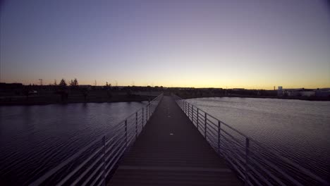 suspended bridge walkway on the lake