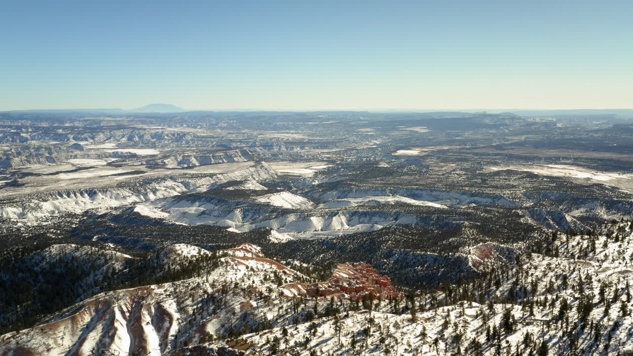 Panoramic Winter Landscape with Snow and Red Rock Formations
