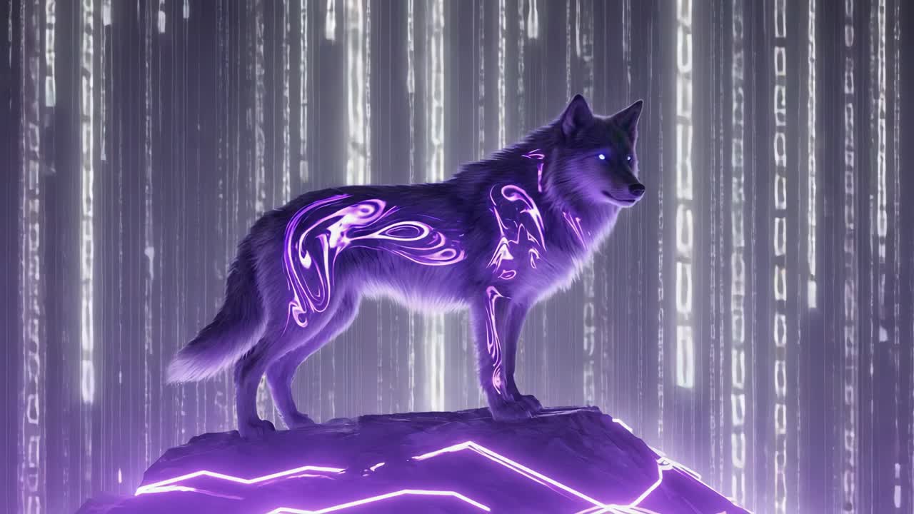 Arte digitale Lupo neon