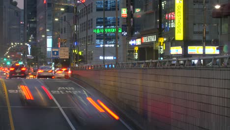 traffic in seoul at night time lapse