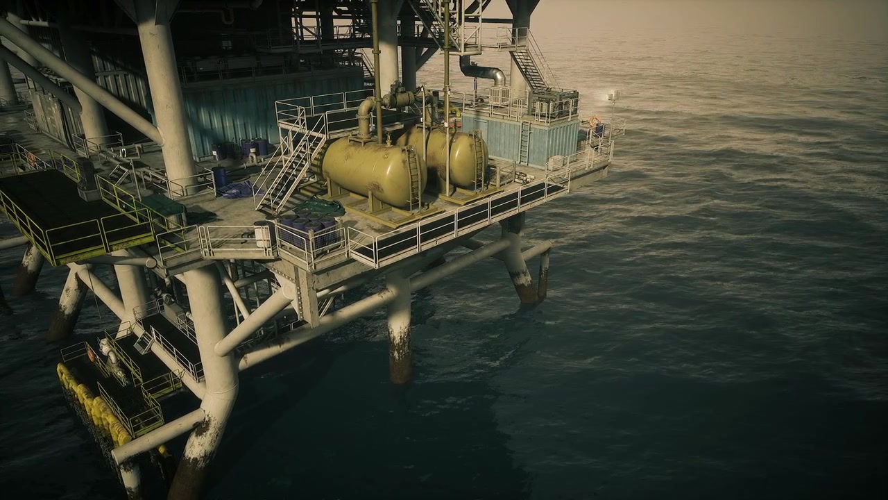 Olieplatform demonstrerer styrke midt i voldsom sø og sprøjtende bølger