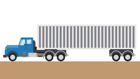 motion animation of a color flat truck with a large semi-trailer