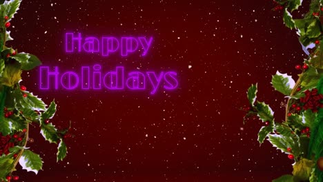 Animation-of-happy-holidays-text-over-snow-falling