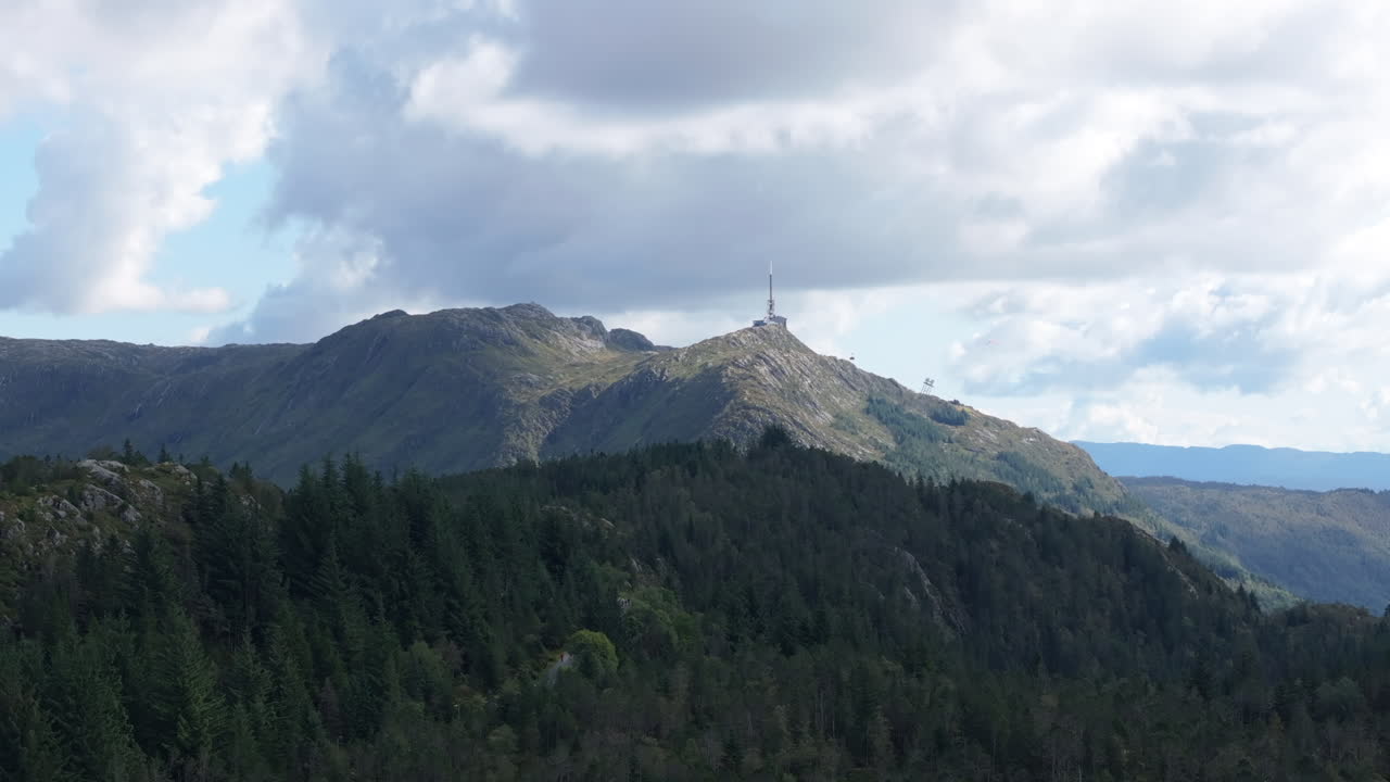 Mountain Landscape with Forest and Communication Tower
