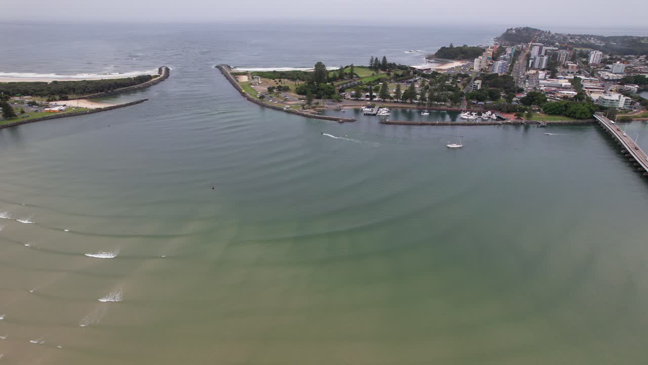 View From Above Of Coolongolook River And Forster Coastal Town In New South Wales, Australia. aerial shot