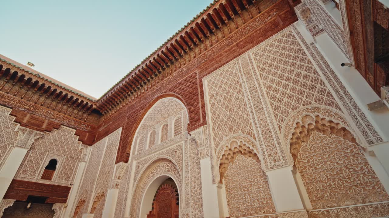 Intricate Carvings and Architectural Details of a Traditional Moroccan Building