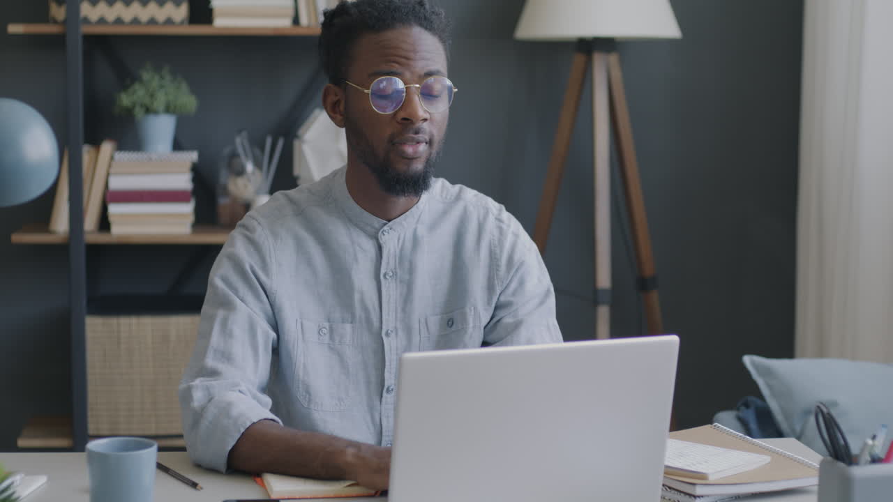 Man working from home on laptop