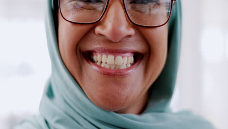islamic woman and dental health face with happy