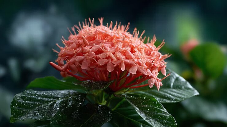 A Stunning Close-Up of a Vibrant Pink Flower Glistening with Dewdrops, Showcasing Nature's Beauty and Intricacy in a Lush Green Setting